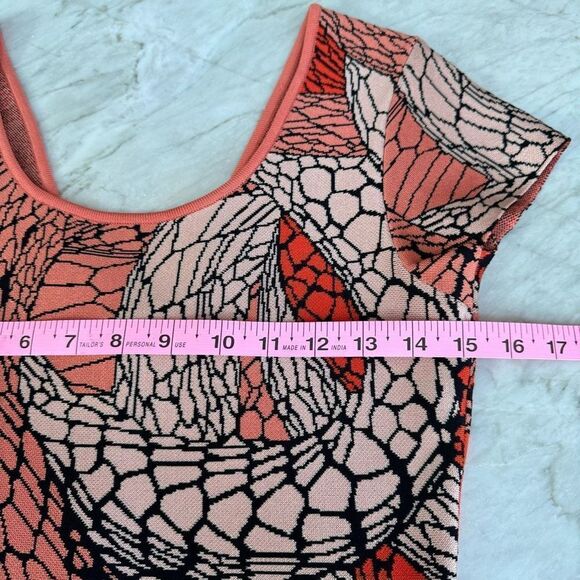 Issa London Orange Patterned Jacquard fit and flare Skater Dress size M - Picture 6 of 8
